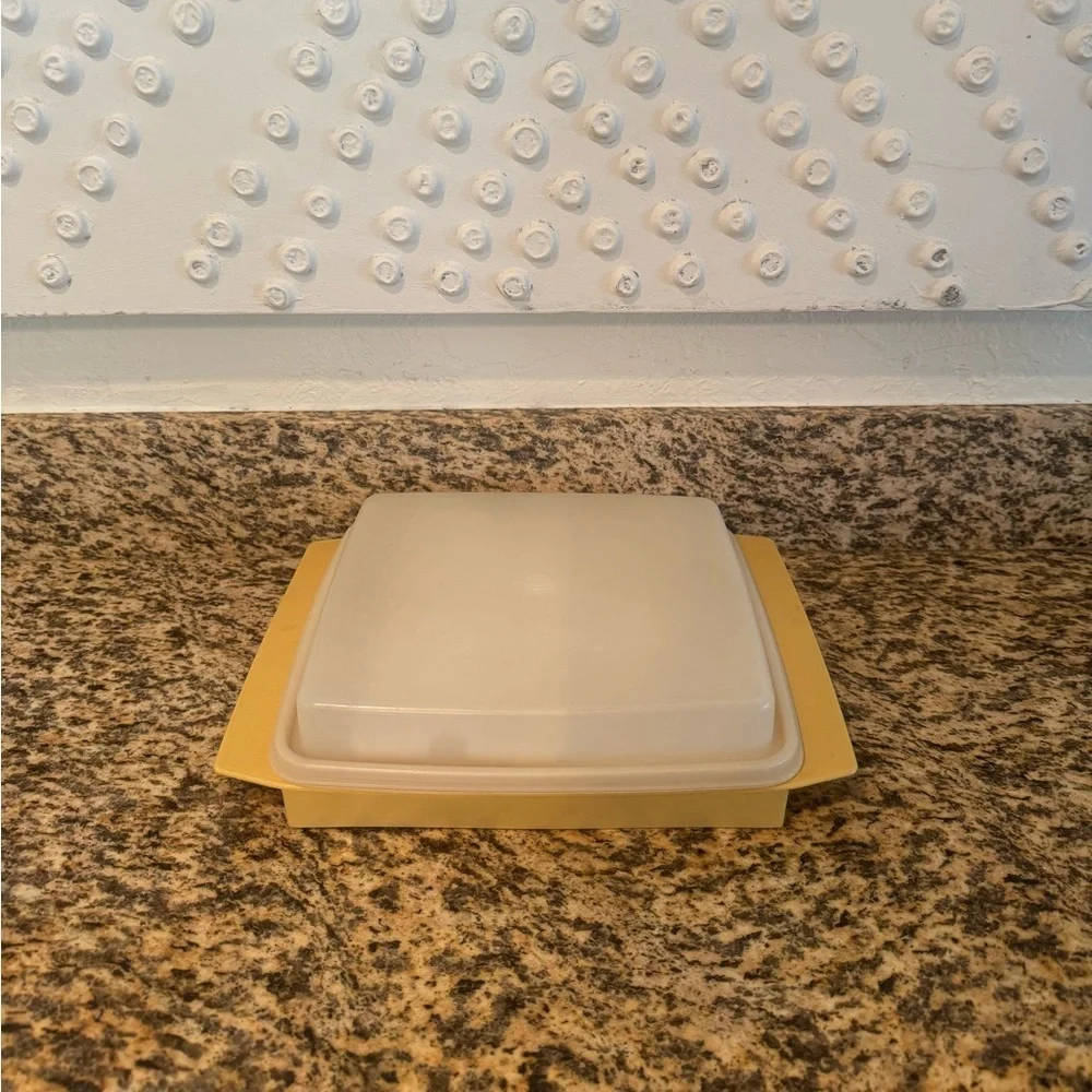 Vintage TUPPERWARE Harvest Gold Deviled Egg Container Tray Keeper Lid Yellow